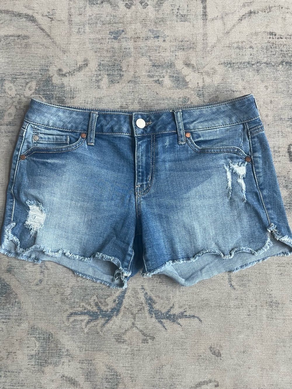 Level 99 Distressed Raw Hem Denim Shorts Size 27